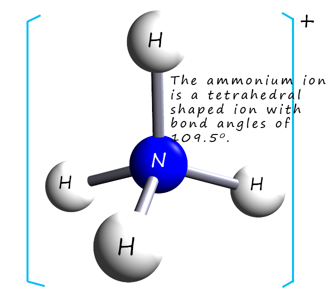 model showing the shape of an ammonium ion